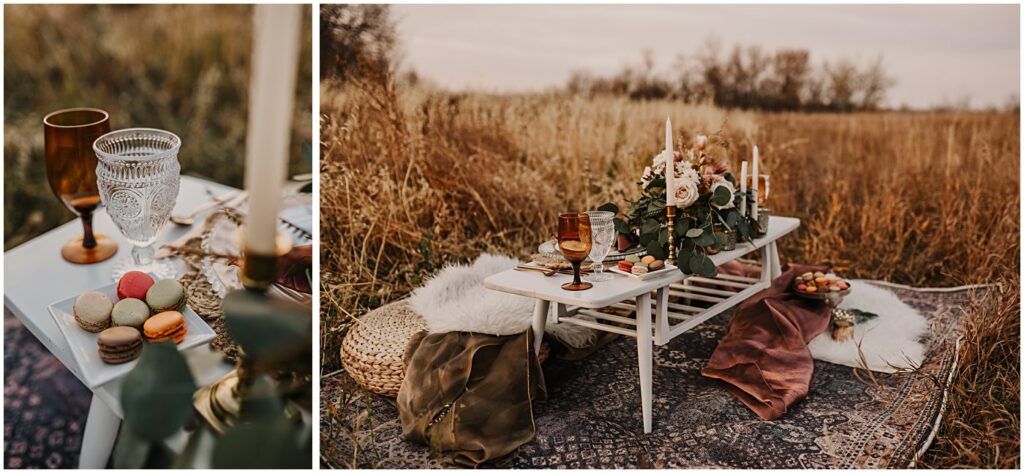 table setting, wedding fall florals in the prairies