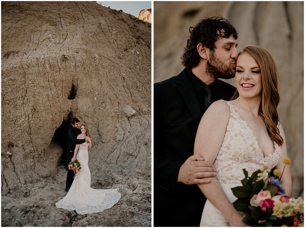 wedding couple portraits, castle butte