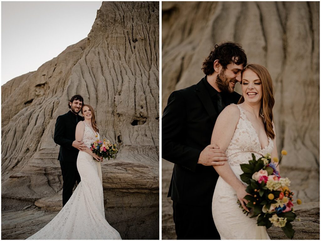 wedding couple at castle butte