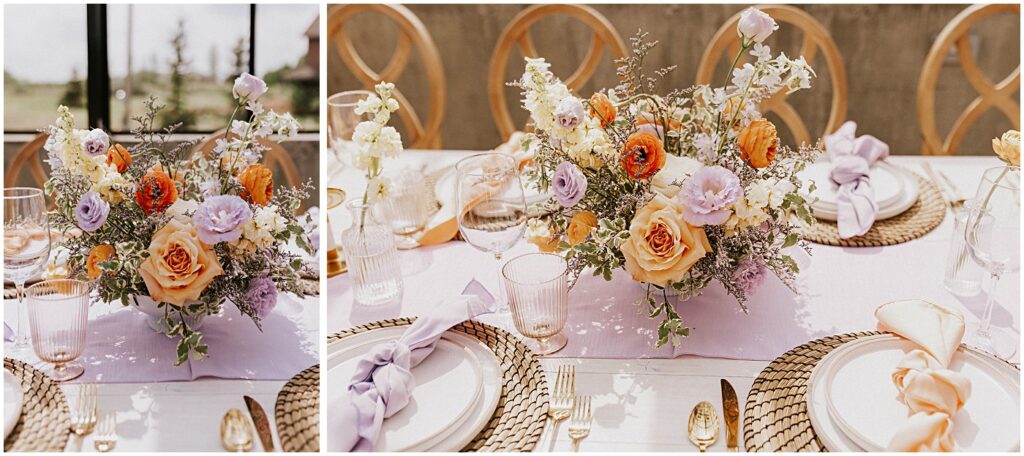 wedding florals on reception tables