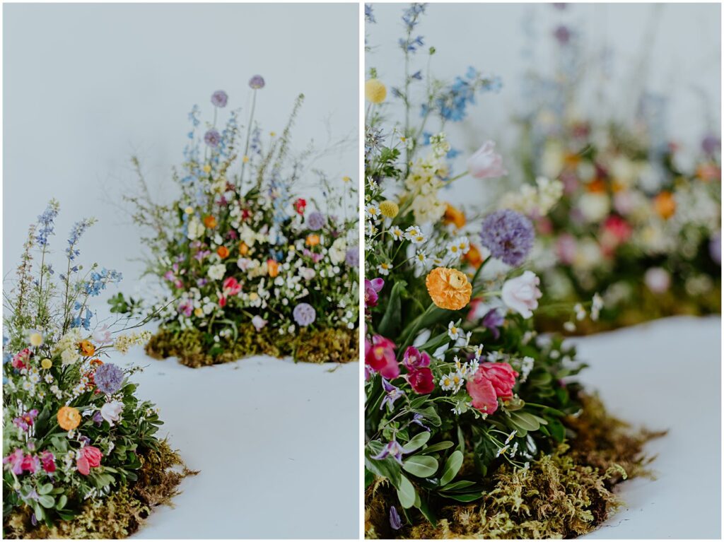 spring meadow florals, vibrant florals, wildflowers, styled shoot