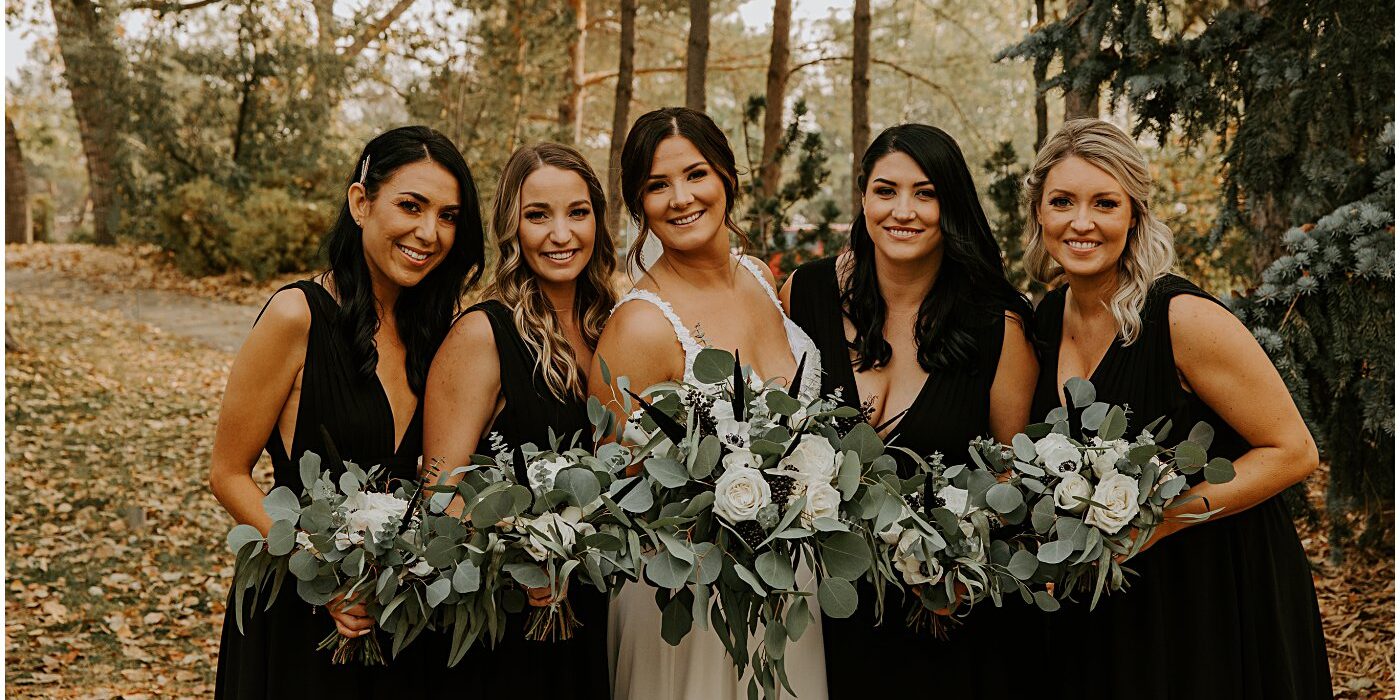 bridesmaids holding wedding bouquets
